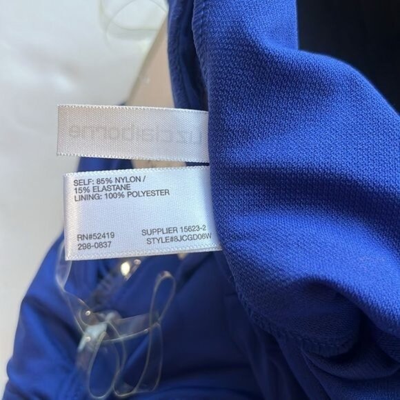 Liz Claiborne Womens Halter One-Piece Swimsuit Size 24W Royal Blue Nylon Blend - Picture 9 of 11